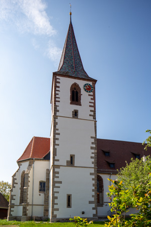 Außenrenovierung Petruskirche Gerlingen Blick vom Kirchgarten